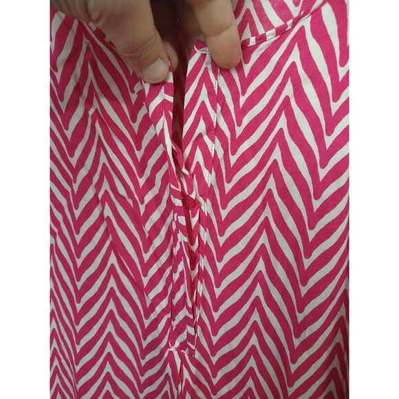 Stylus Woman L Blouse V Neck Pink White Chevron Pullover 3/4 Sleeves - Picture 5 of 10